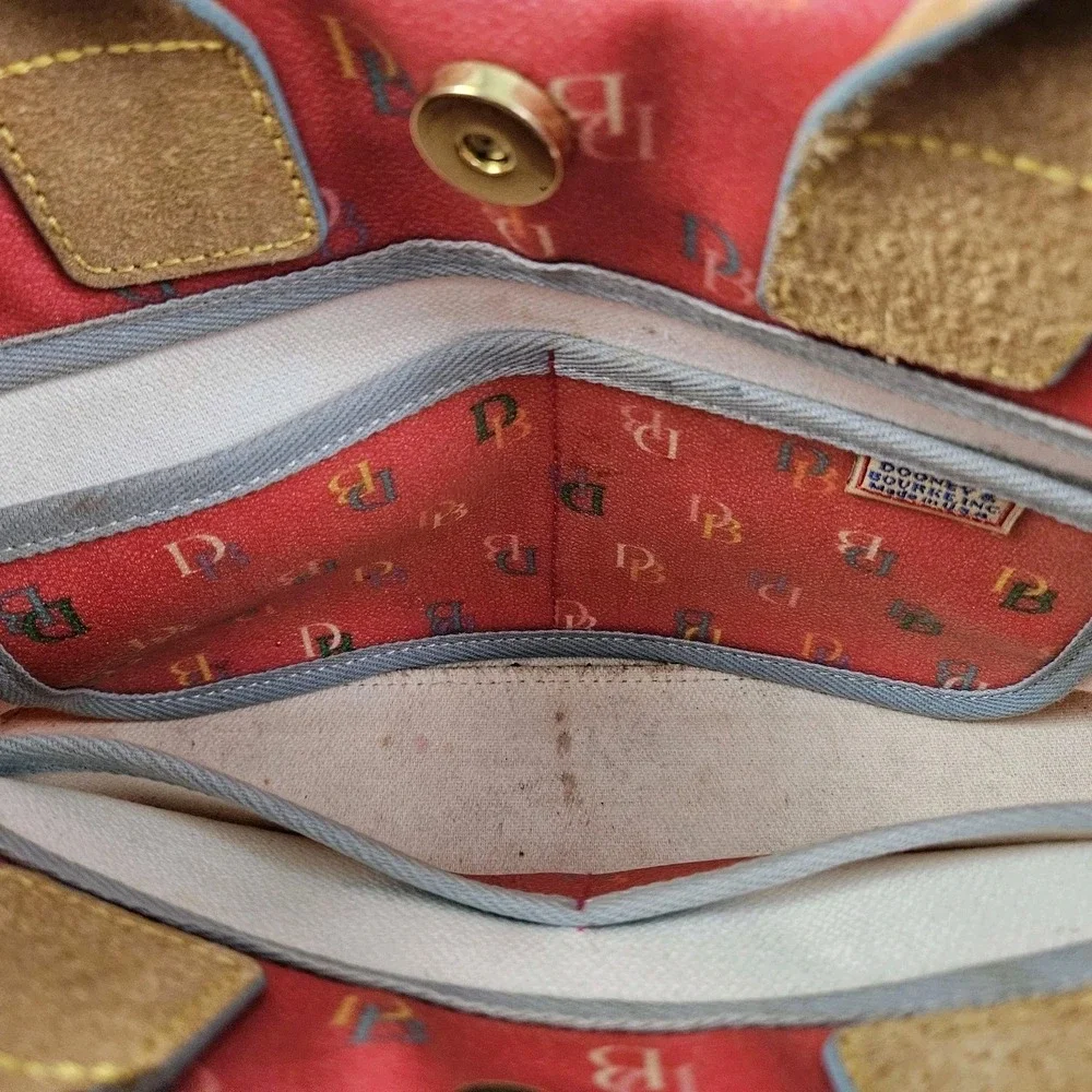 Vintage Dooney & Bourke Handbag Logo Red Rainbow Monogram IT Tassel Tote Satchel